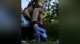 Chubby wife with stranger in car, outdoor fuck snapshot 15