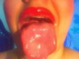 Drooling Wet Red Lips Lipstick Fetish snapshot 3