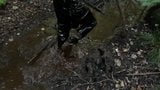 Vinyl mini skirt, thigh high boots in deep mud! snapshot 8