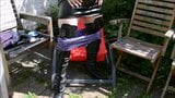 Wanking in the garden - in leather and boots snapshot 5
