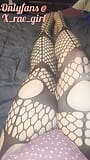 Sexy thick thighs tatted bbw in fishnet body stocking showing off sexy feet snapshot 3