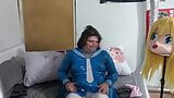 Kigurumi blauw schoolmeisje bult opblaasbaar ademspel snapshot 1