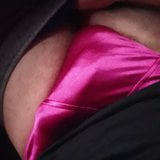 Trying to fit my cock into my wife's satin panties snapshot 2