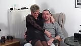 GERMAN PORN GRANNY SUCKS COCK WHILE ANOTHER FUCKS HER FROM snapshot 2