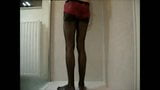 men showers in black pantyhose and red panties snapshot 3