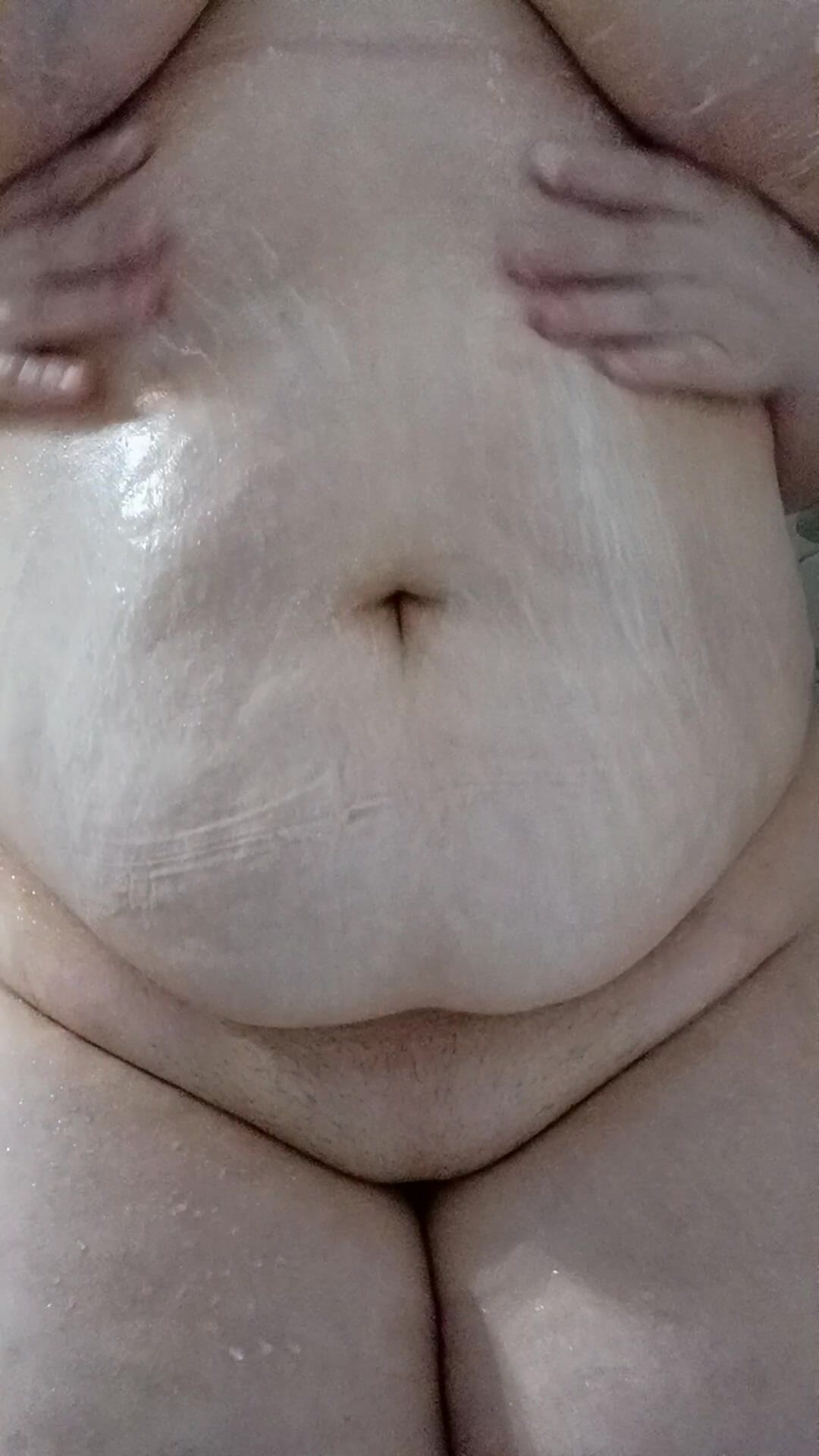 Chubby Bald Girl Jiggles Tummy