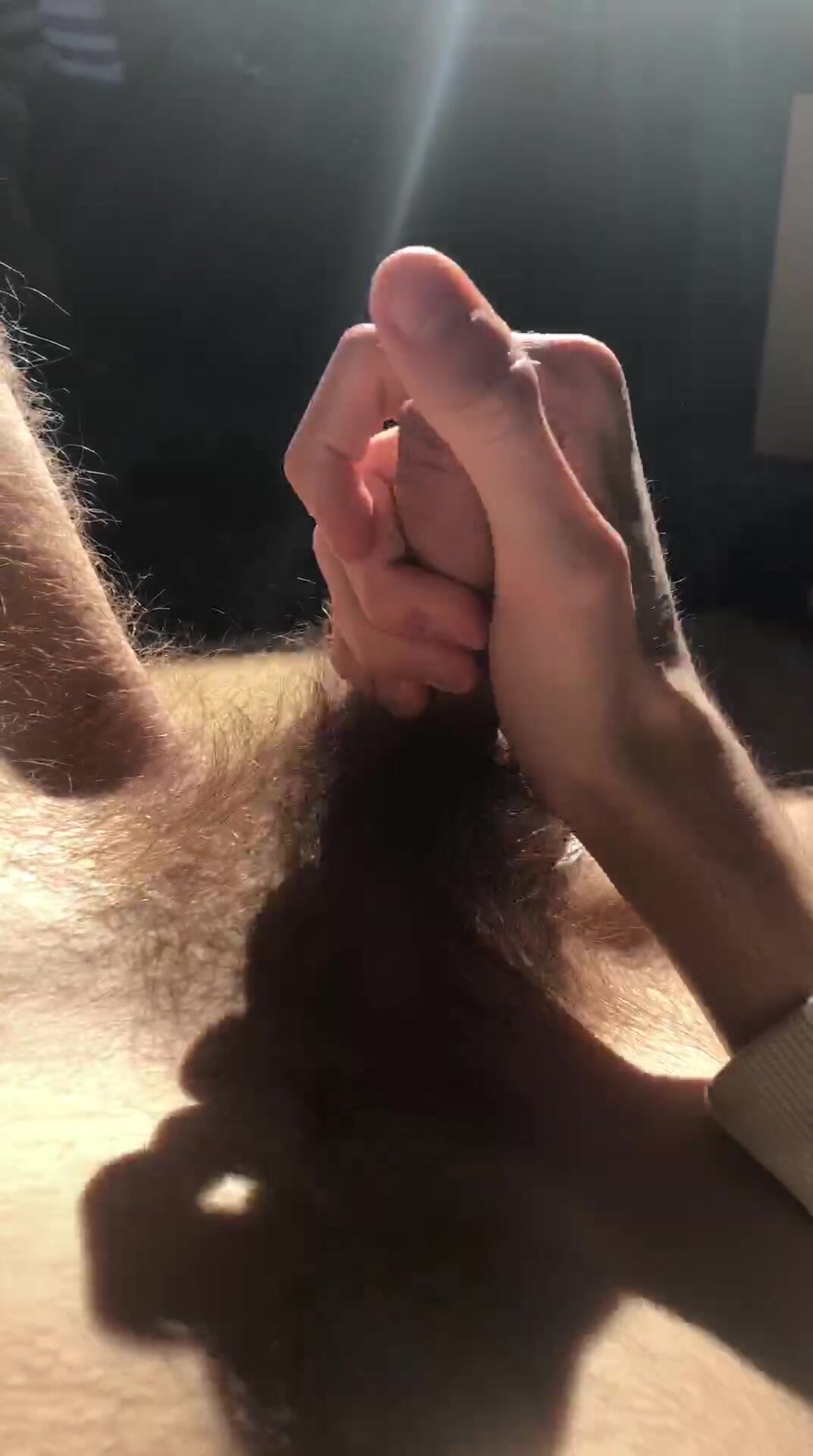 hairy teen stroking in sun