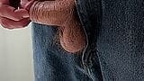 Cazzo semi duro che pende dai jeans snapshot 5