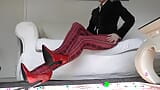 Red Tartan Tights and Extreme Heels Legs Show snapshot 10