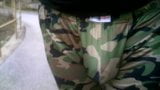 Walking Outdoors in Camo Bulge Pouch Shorts snapshot 1