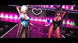 Dos milfs en trajes de conejito bailan sexy usando el pole snapshot 4