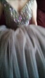 Girl's gray ball gown prom dress makes my cum fly snapshot 2