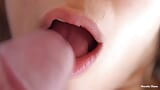 Super Closeup Cum In Mouth, Her Sensual Lips & Tongue Make Him Cum snapshot 14