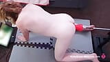 Big red Barbarian dildo fucks my ass deep and hard on the fucking machine snapshot 6