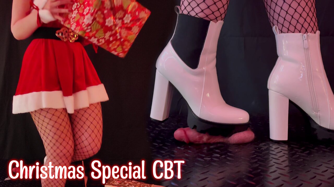 Karácsonyi cbt veszélyes csizmában tamystarlyval - ballbusting, bootjob, shoejob, femdom