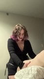 Curvy domme pegs trans sub slut in hotel with her strap on snapshot 2