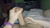 My wife loves to jerk off my big dick at night snapshot 12