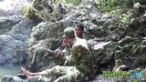 Army boys scout for hard meat outdoors snapshot 7