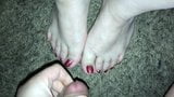 Cumshot on sparkly red toes (Feet Cumshot) snapshot 3