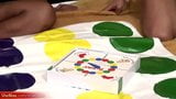 Four shemale girlfriends play kinky game of bareback twister snapshot 1