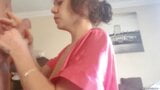 Girl in pink robe sucking cock and giving handjob till I cum snapshot 15