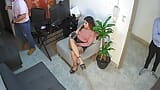 Whore answers her hotline while at a job interview -  she doesn't know she is seen by the security guard  - Celeste Alba snapshot 13