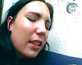 Dark-haired girl from Germany eating cum after riding a cock like a wild slut snapshot 18