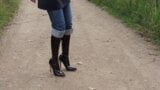 Girl walk in high boots in mud! snapshot 5