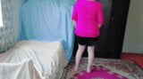 Pink Shirt Black Mini Skirt White Legs Sissy Crossdresser Shemale Big Butt Girl Gay Lady Boy Lesbian snapshot 2