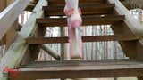 Lady L walking in towering pink extreme high heels. snapshot 5