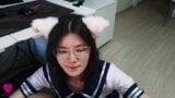 Chan lucu dengan telinga kucing dalam kostum seksi sangat lapar akan air mani snapshot 4