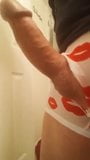 Long thick veiny dripping cock wearing sexy heart shorts snapshot 4