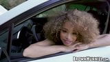 Ebony teen with curly hair Cecilia Lion outdoor doggy fucked snapshot 1