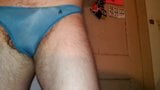 Pre cum in my blue panties snapshot 2