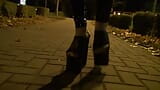 black platform mules - public crossdressing snapshot 8