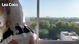 Sexy hot housekeeping girl farting to your face and cleaning the window snapshot 6