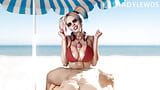 Harley Quinn Beach Titty Fuck (White Version) (DC) snapshot 8