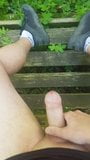 Big cumshot on my bare legs in the woods snapshot 2