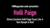 Skinny sunshine holli paige poserar som en tonårsnymf i sängen! snapshot 1