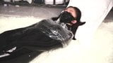 Latex lesbian double hood breath play in a sleeping bag snapshot 5