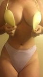 Yellow bra removal to show lovely breasts snapshot 3