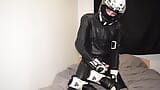 I wank and cum on my boots in my biker gear snapshot 13