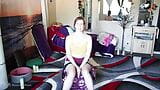 Sitting on a yoga ball to stretch is great fro your core strength. squeeze your muscles tight snapshot 25