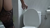 French mature with saggy natural tits and hairy pussy pissing snapshot 14