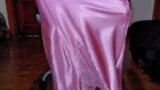 Blue Pencil Skirt with Pink Satin Half Slip snapshot 23