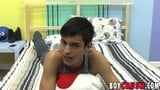 Cute twink is playing with his cock during an interview snapshot 13