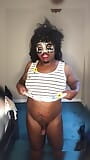 Masked Chubby Crossdresser Playing With Boobs and Twerking snapshot 12