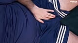 Pantaloni scurți mătăsosi Adidas masturbare și spermă snapshot 3