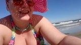 Showing my pussy and fucking my ass till I squirt on the beach snapshot 1