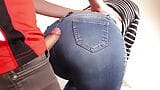 jerking off to my girlfriend's big juicy ass in tight jeans , denim fetish snapshot 7